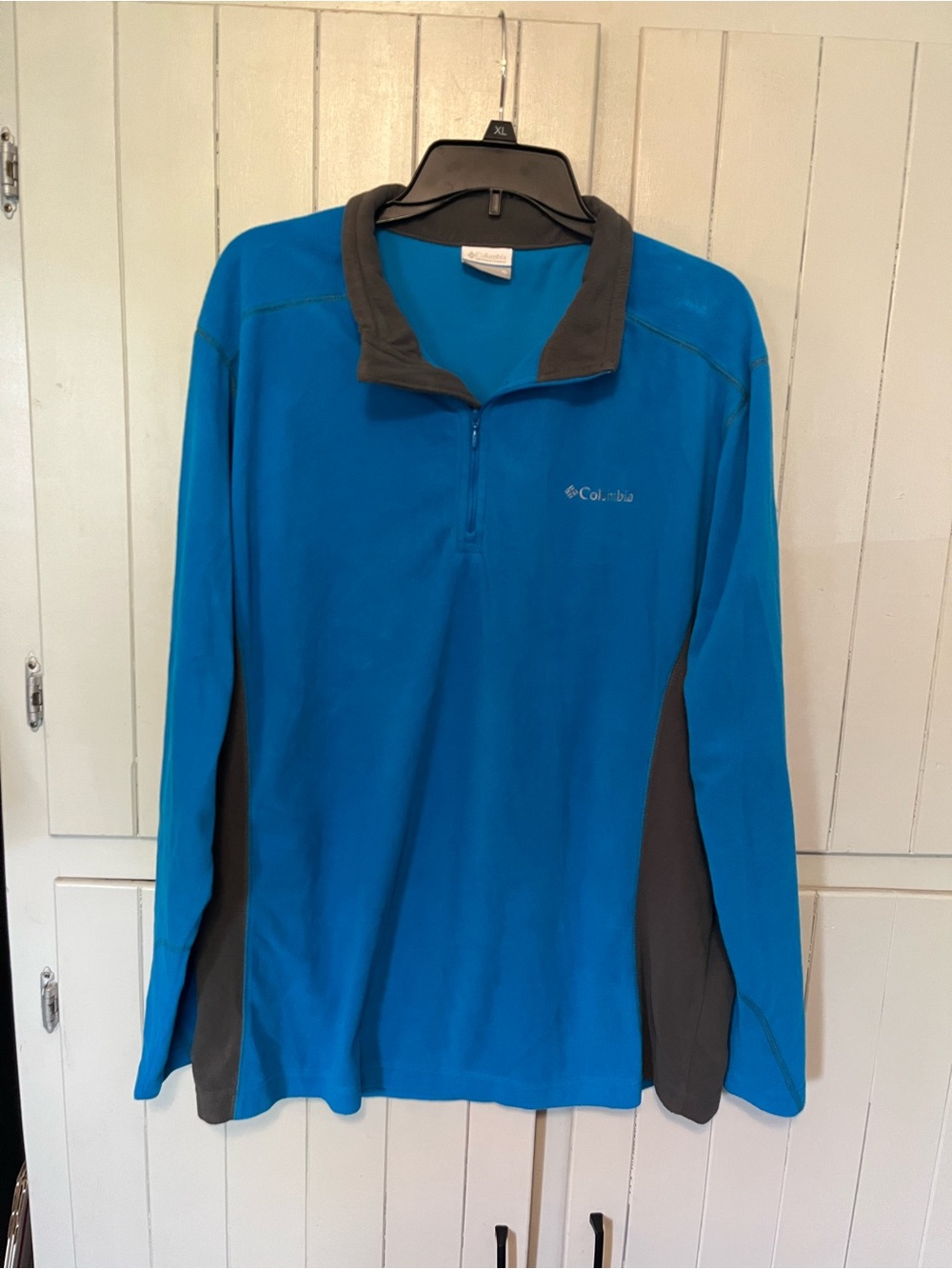 Columbia Bright Blue and Gray Fleece-Lined Quarter-Zip